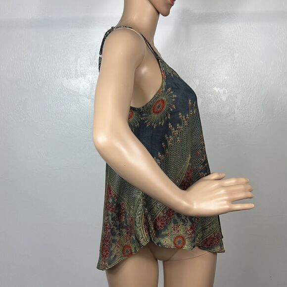 Spaghetti Straps Rayon Printed Tank Top Size S - Picture 2 of 7